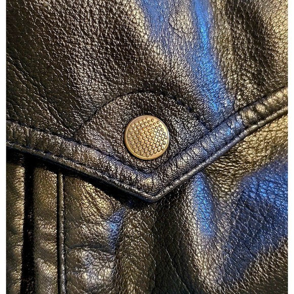 Vintage Leather Bomber Jacket size XL Men's Black - Picture 2 of 5